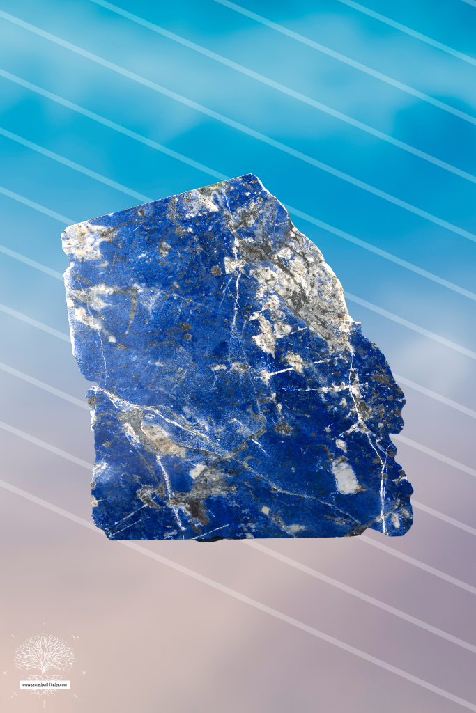 Photo of Lapis Lazuli in front of a sky background.