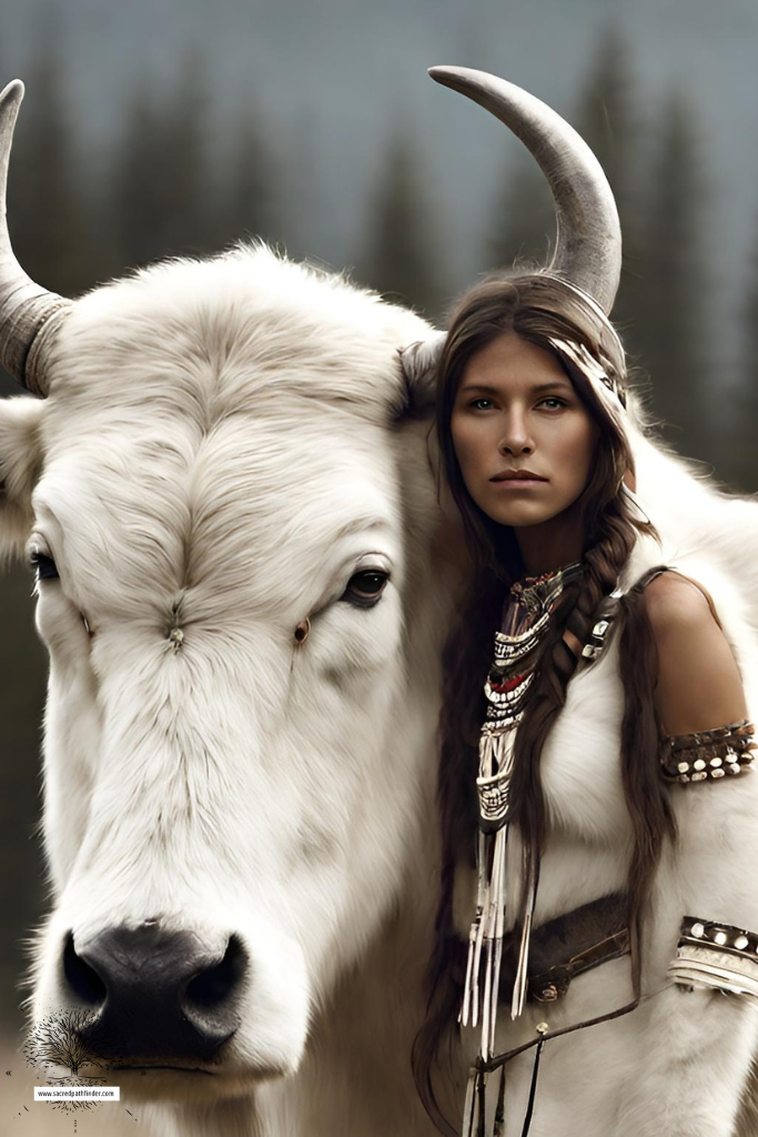 AI generated photo of the White Buffalo Calf Woman from Native American folklore. 