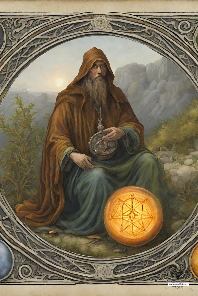 AI generated photo of a realistic version of the Four of Pentacles tarot card. 